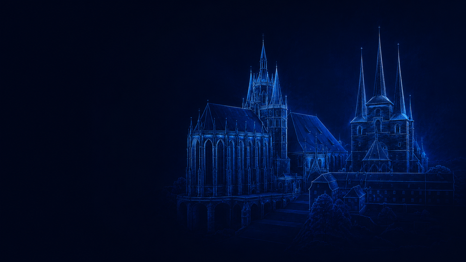 Erfurter Dom als blaues digitales Motiv für WayCode